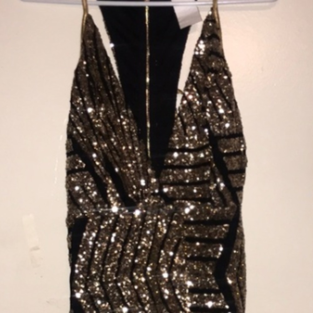 Black and Gold Sparkly Dress for Night Out